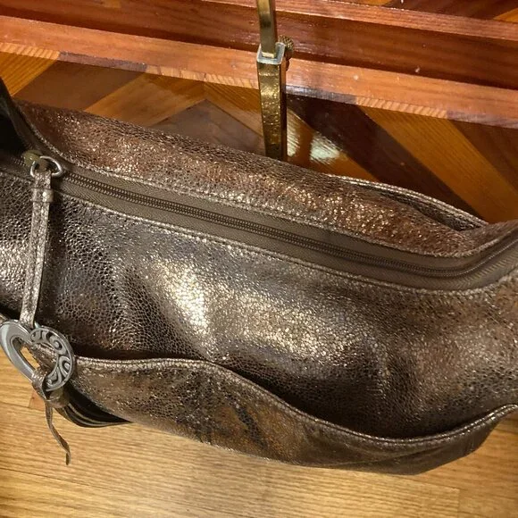 Brighton Shoulder Bag Metallic Gold Copper Hobo Braided Strap Handbag Heart - Picture 14 of 14